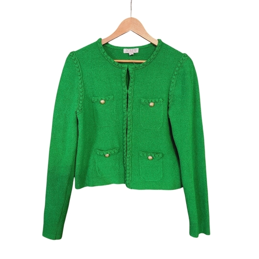 J. Crew Odette Sweater Lady Jacket In Green